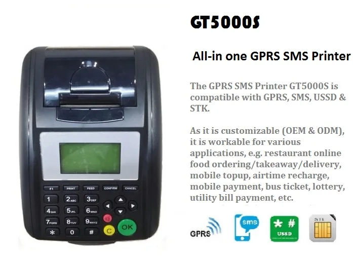 Goodcom GT5000S GPRS SMS принтер для системы онлайн заказа еды на вынос|gprs sms printer|sms printergprs