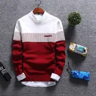 Новинка 2021, Мужская Двухцветная трикотажная рубашка с рукавами и круглым вырезом, свитер в полоску для подростков