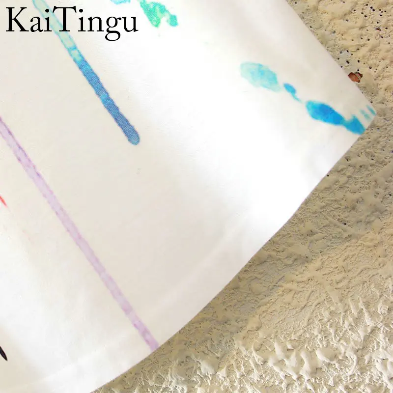KaiTingu 2019 Brand New Fashion Summer Harajuku Animal Cat Print Shirt O-Neck Short Sleeve T Women Tops White T-shirt | Женская одежда