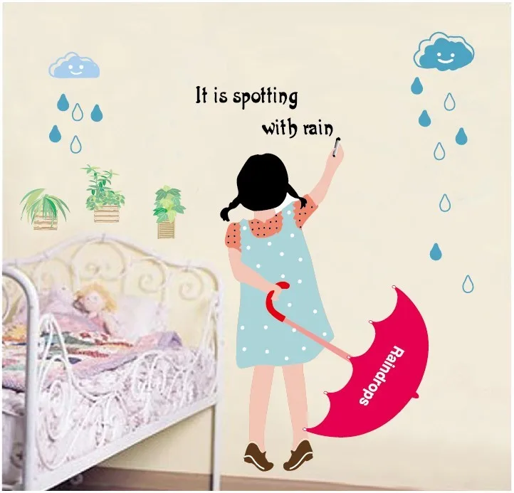 Маленькая девочка украшение для детской спальни настенные наклейки на заднем