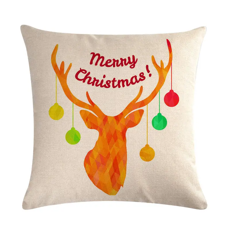 Простые Дизайнерские льняные/Хлопковые наволочки с рождественским оленем 45 см *