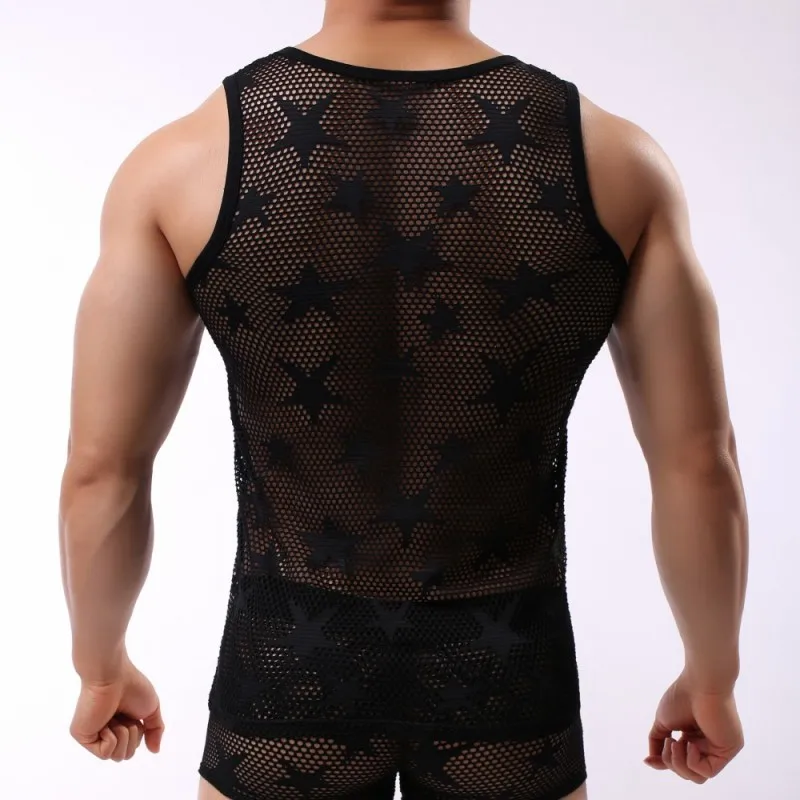 Нижнее белье для мужчин Сексуальная мужская рубашка домашняя сетчатая дышащая