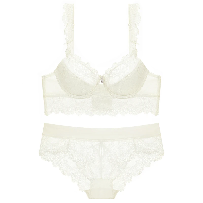 Varsbaby 3 Sets/Lot Ladies Sexy Underwear Lace Underwire Bra Push Up Thin Cotton Bra Sets
