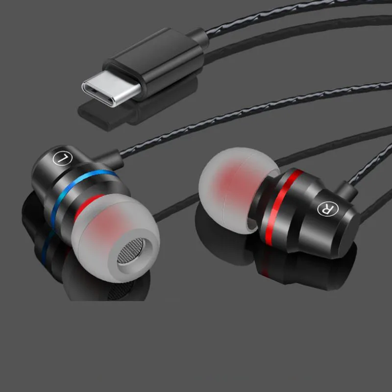 Usb музыкальные наушники типа C для Xiaomi 6 Audifonos проводные затычки ушей с