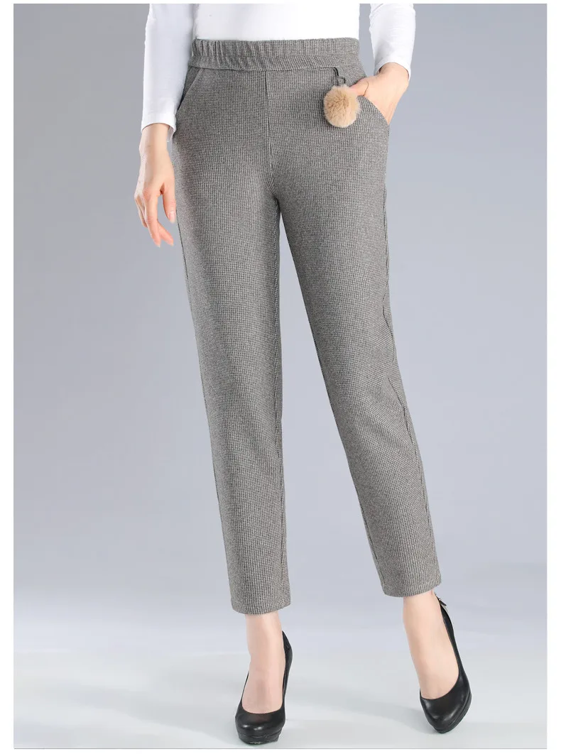 XJXKS pantaloni donna, высококачественные теплые женские штаны-шаровары, удобные модные однотонные повседневные женские брюки с украшением