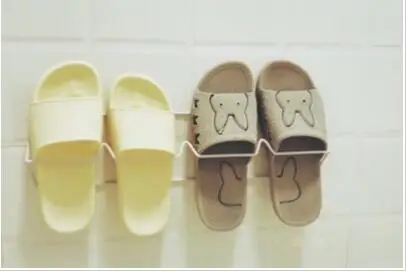 Iron Wall Shoe Hanger Rack Self Adhesive Save Space Shoes Organizer Stand Shelf for Living Room Bathroom