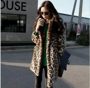 2017 women's fur coat leopard print fur coat overcoat female thickening