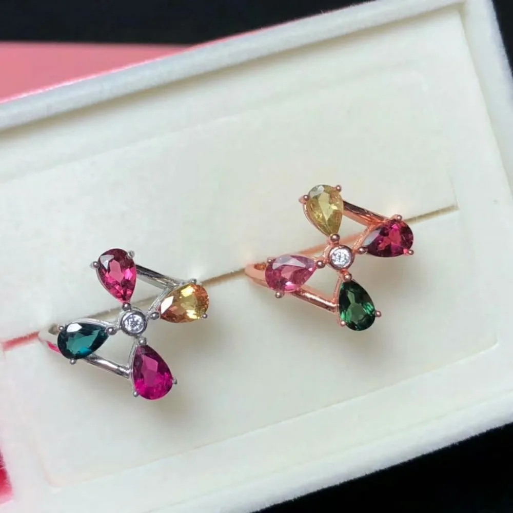 Кольца shilovem из серебра 925 пробы с натуральным турмалином модные женские