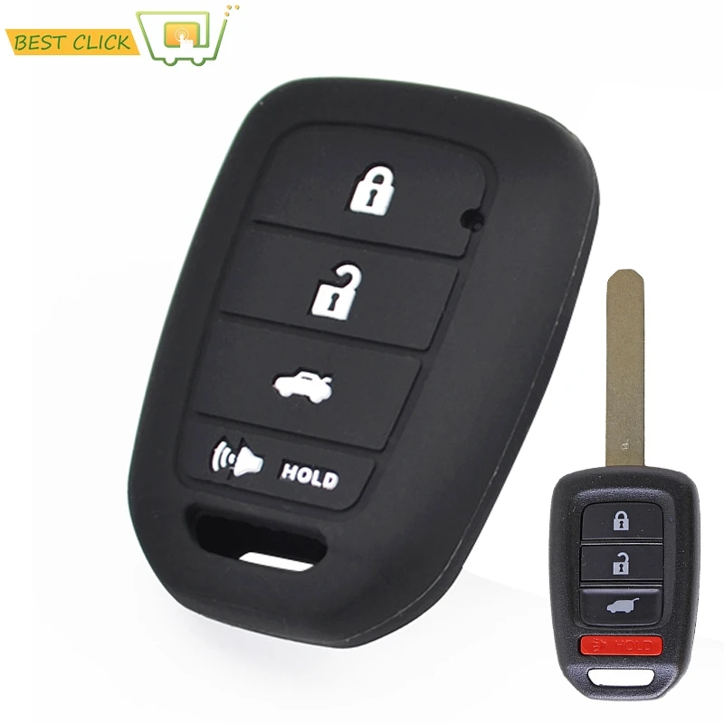 

Silicone Key Case Cover For Honda Accord Crosstour Civic Crv Lx HR-V Jazz 2013-2016 2017 2018 Fob Shell Skin Holder Protector