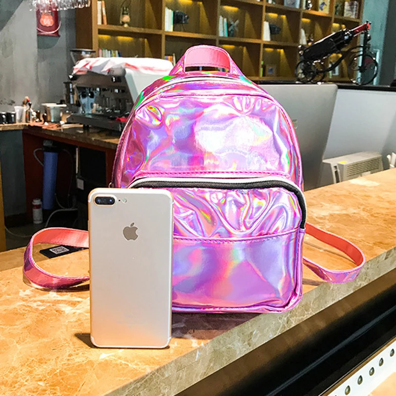 Women Vogue Colorful Backpack Transparent Reflective Hologram Holographic Bag Hot Solid Color Laser Backpack Popular Travel Need
