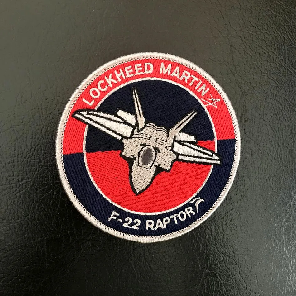 

20pcs LOCKHEED MARTIN Patch Embroidery Tactical Badge Hook Military Armband Army Emblem F22 RAPTOR Combat Brassard 10cm
