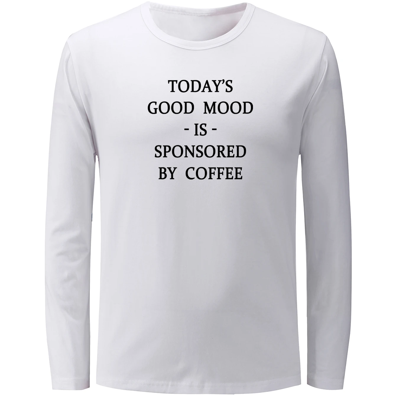 Today's Good Mood спонсируется кофейным узором футболка с длинным рукавом для мужчин и