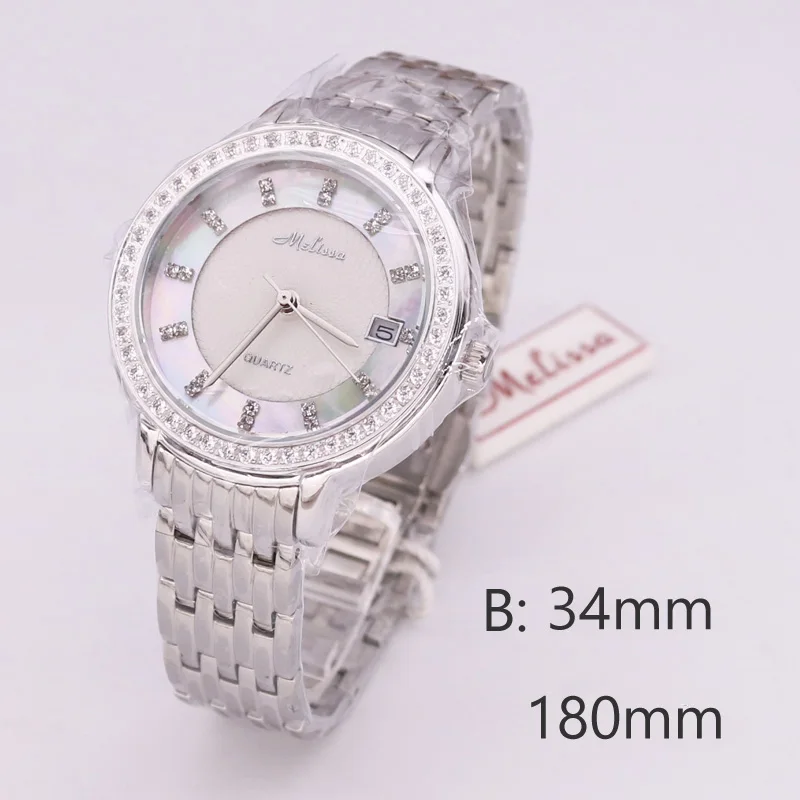 B Small Silver Распродажа! Скидка Melissa Авто Дата Кристалл Стразы женские часы мужские часы мov из Японии не Мода часы девушки подарочная коробка - Цвет: B Small Silver