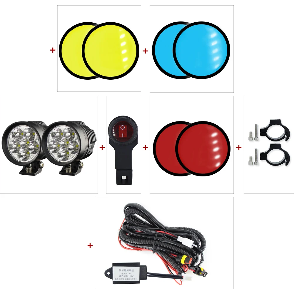 DIY Motor Headlight 2 шт./компл. DIY светодиодные фары для мотоцикла+ стробоскоп линия набор автоматический прожектор Противотуманные фары супер яркий светодиодный Универсальный DRL светодиодные лампы 12V - Цвет: DIY Motor Headlight