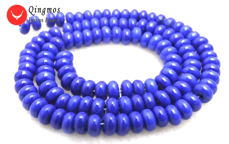 Qingmos 5*8 мм синий Rondelle синтез Lapis натуральный камень бусины для самостоятельного