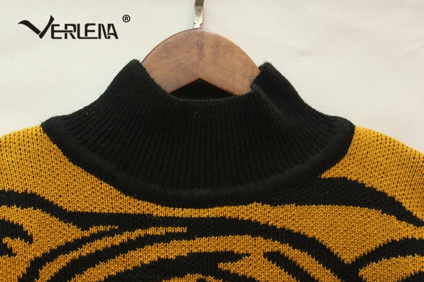 Batwing Sleeve Tiger Pattern Yellow Autumn Sweater Women 2019 Rib Funnel Collar Turtleneck Jumper Wool Oversized Loose Pullover | Женская
