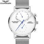 Часы наручные GUANQIN Мужские кварцевые с хронографом, брендовые Роскошные деловые повседневные креативные, с сетчатым ремешком