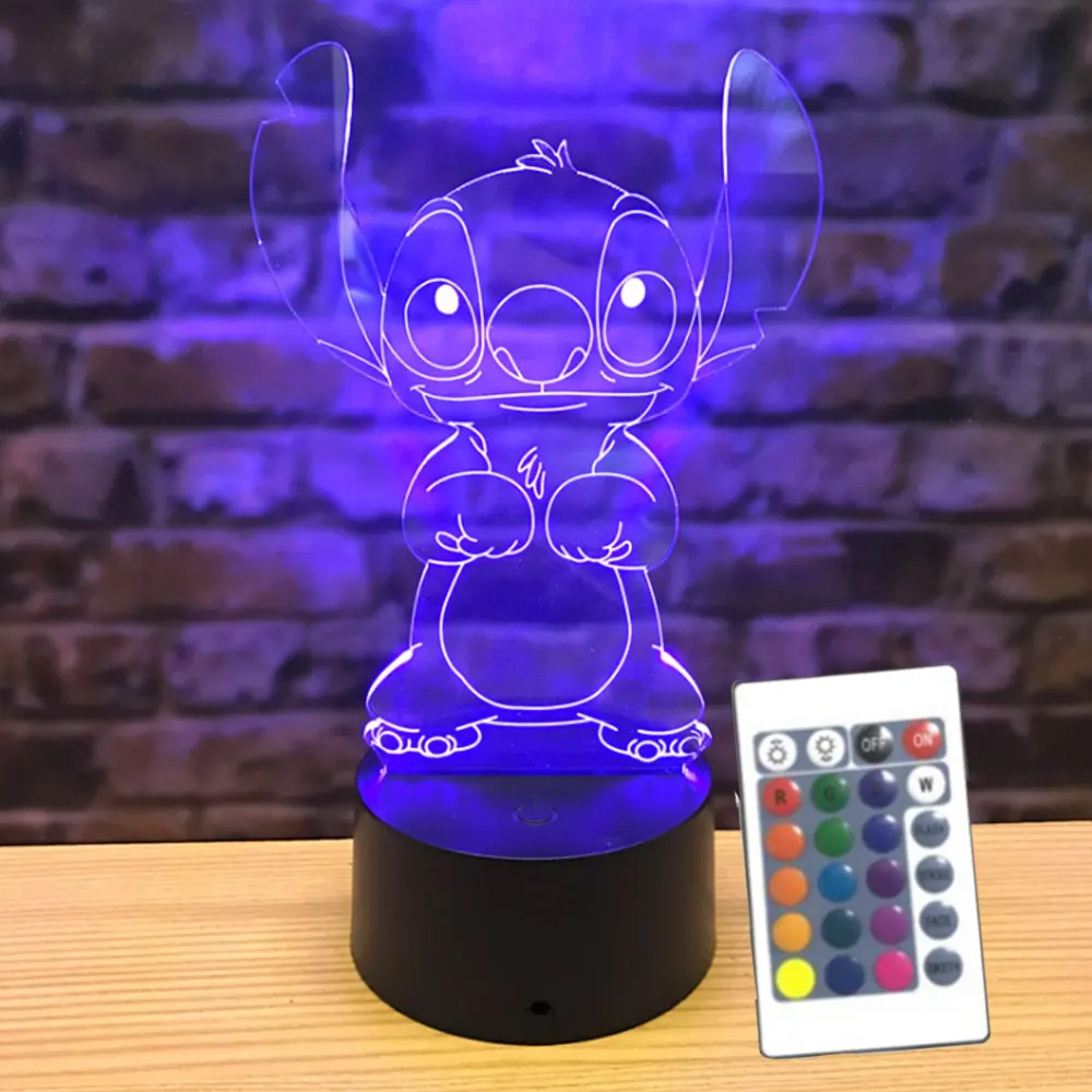 Мультяшная фигурка Диснея ститча 3D светильник па детский светодиодный