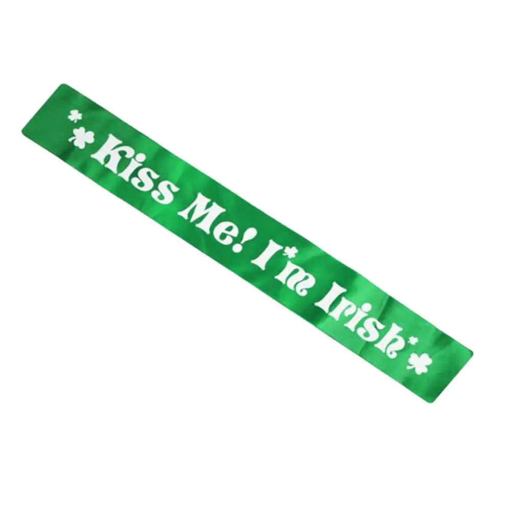 День Святого Патрика Kiss Me I'm Irish Letter Print атласный пояс на ремне праздничное