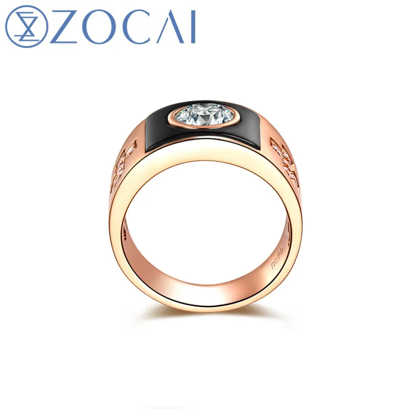 Бренд ZOCAI Настоящее сертифицированное 0 3 CT Алмаз H/SI 18K розовое золото с черным