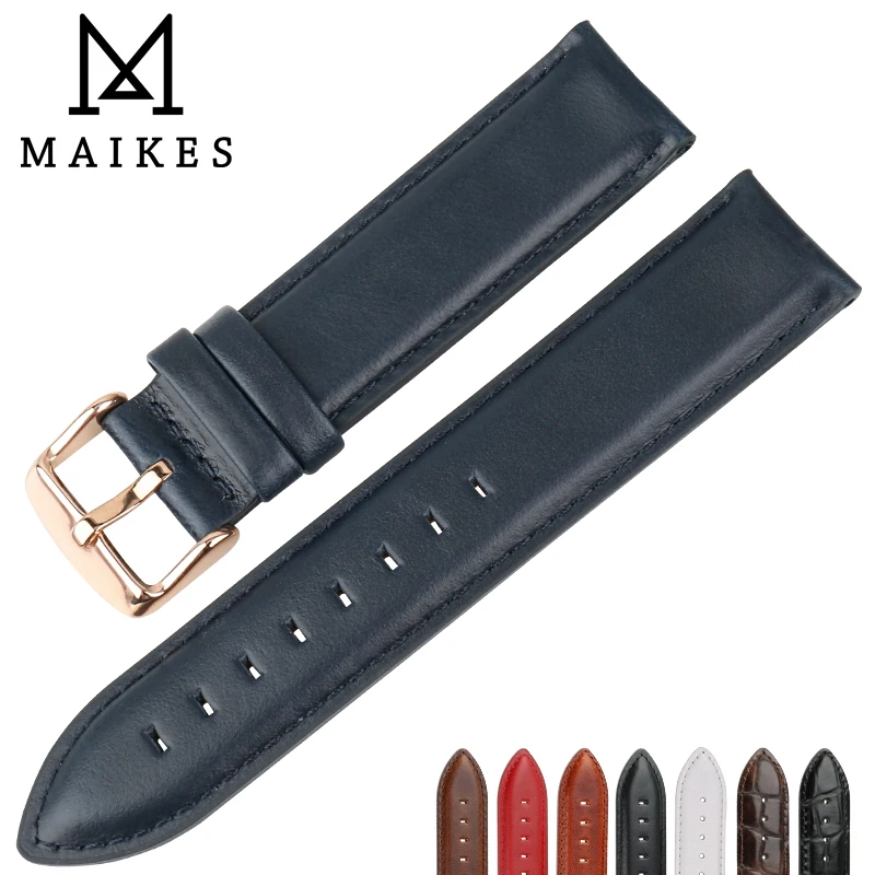 MAIKES High Qucality Watch band 12mm-20mm Watch Accessories Strap Sliver Roes Gold Buckle Watchband replacement bracelets
