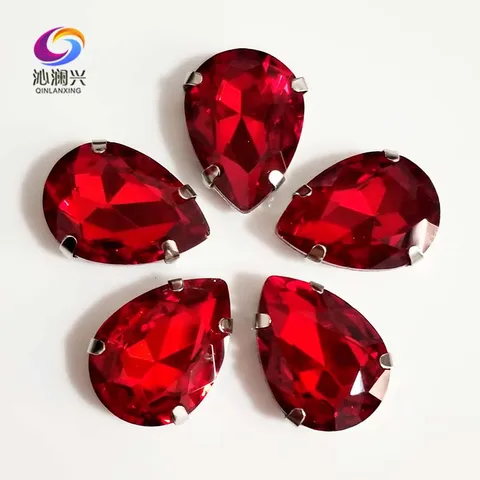 Стеклянные кристаллы AAA для шитья, рукоделие, Красная форма в форме слезы, аксессуары для одежды своими руками, SWS06, высокое качество