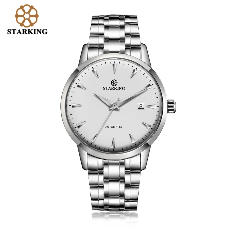 AM0184SS11 STARKING автоматические часы для мужчин из нержавеющей стали бизнес наручные часы кожа мода 50 м водонепроницаемый мужской часы Relogio Masculino - Цвет: AM0184SS11