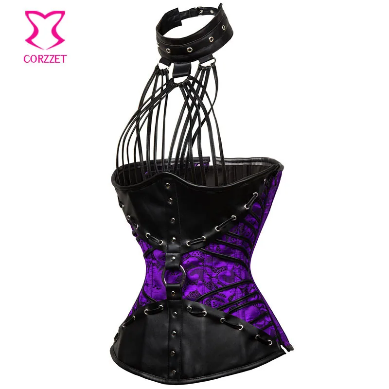 2017 фиолетовые сексуальные готические корсеты и бюстье стимпанк корсет под