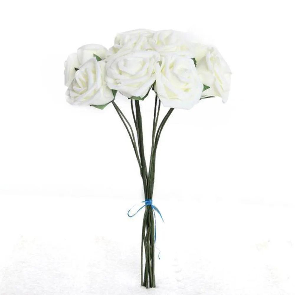 

10 Heads 7CM Artificial Rose Flowers Wedding Bride Bouquet PE Foam DIY Home Decor Rose Flowers