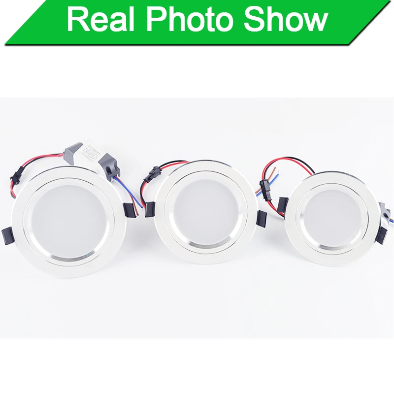 led downlight 3W 5W 9W 12W 15W 18W Silver White Ultra Thin Aluminum shell AC110V 220V Round Recessed LED Spot Lighting | Лампы и