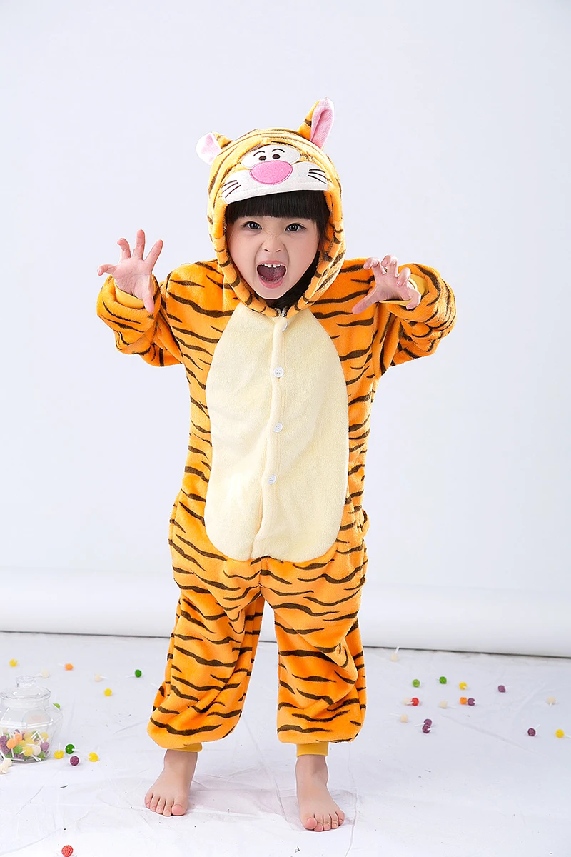 

Kids Tiger Onesies Striped Animal Cartoon Kigurumi Cosplay Pajamas Unisex Sleepwear Pajamas Costume Jumpsuit Nightgown Clothing