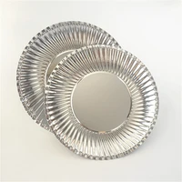 50pcs 9inch silver disposable paper plate foil tray baby shower bridal shower wedding decor large plate party tableware supplies