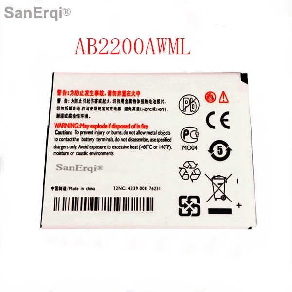 SanErqi для Philips T3500 W3500 W3509 Batterij Bateria AB2200AWML 2200mAh Замена батареи телефона|phone battery|battery