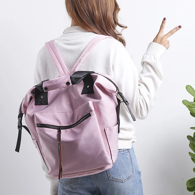Light Pink Нейлоновый рюкзак для женщин, повседневные Рюкзаки для девушек, Большой Вместительный рюкзак, школьная сумка для девочек-подростков, дорожные сумки для студентов, сумки через плечо - Цвет: Light Pink