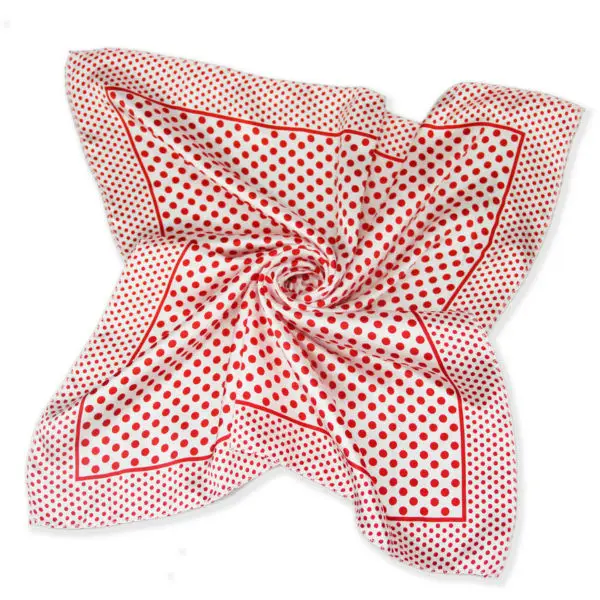 

Silk scarf headband small facecloth square in 50cm Red dot scarf bandanas handkerchief neckerchief muffler b297