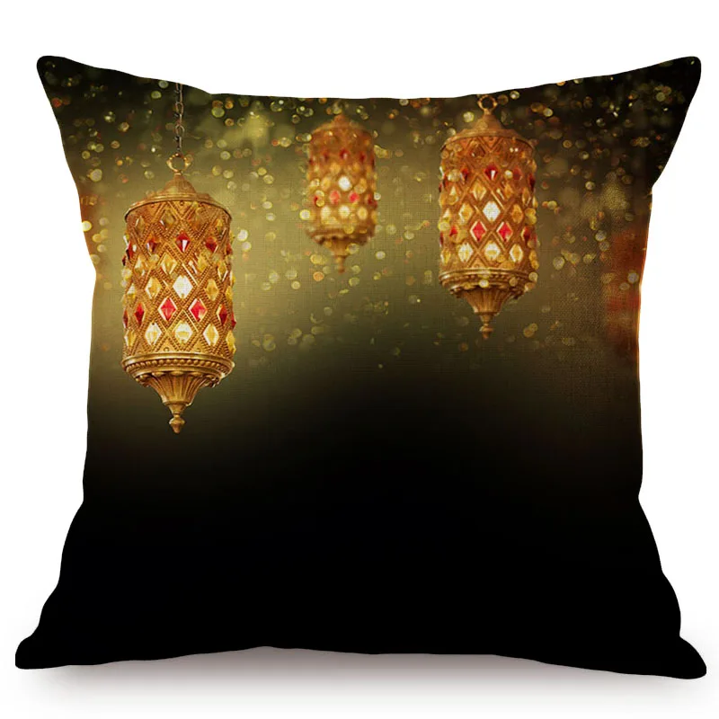 Ramadan Kareem Fantastic Colorful Lights Art Decorative Cushion Cover Islamic Muslim Kaaba Mecca Moon And Stars Sofa Pillow Case | Дом и сад