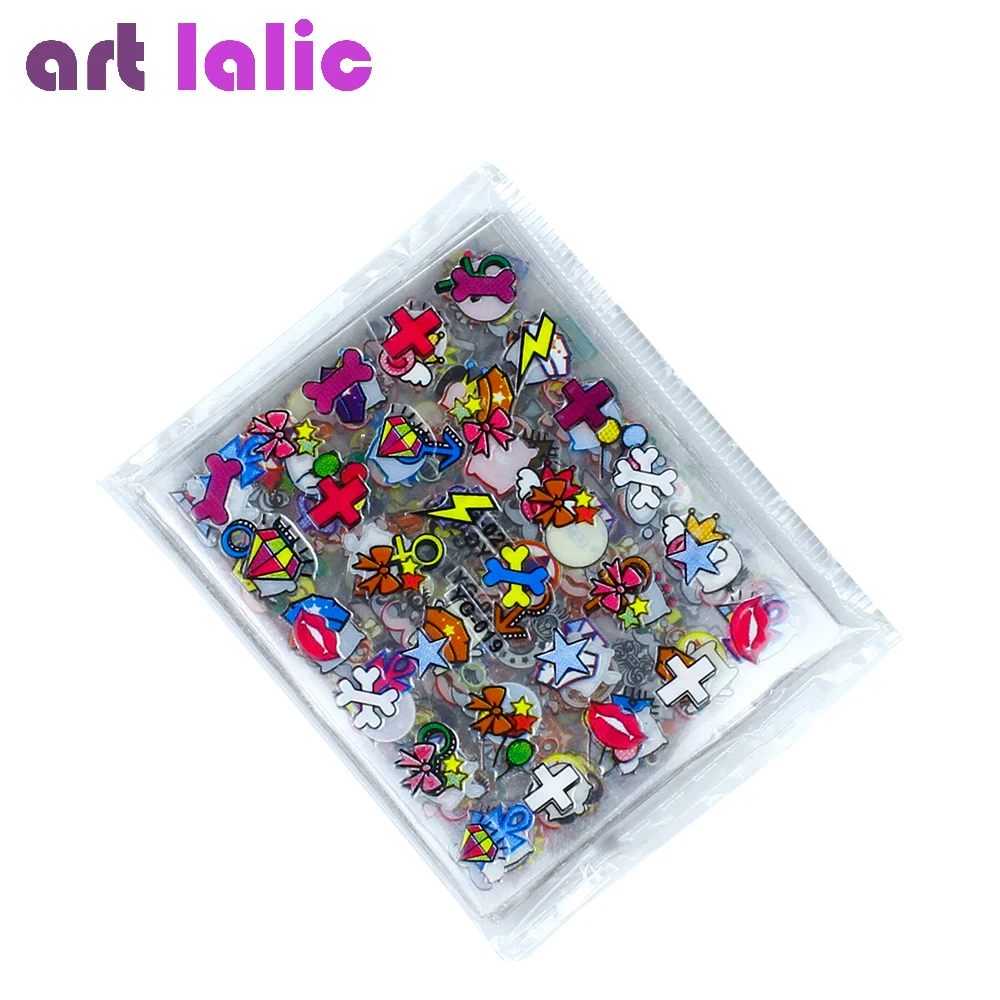 Artlalic 24 листа стикеры 3D на ногти Nail Art супер милые наклейки с рисунками Переводные