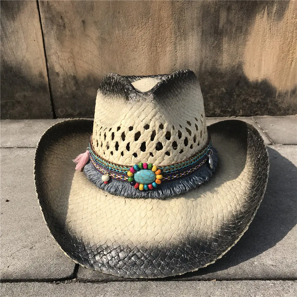 Женская Ковбойская шляпа в ковбойском стиле летняя женская Sombrero Hombre с кисточками
