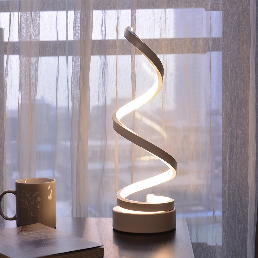 Modern 24W Curved LED Table Lamp Bedroom Reading Desk Light Bedside Study Eye Protect US/EU Plug Dimmable AC110V-220V | Лампы и