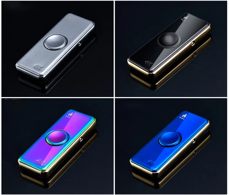 Spinner Зажигалка USB Вольфрам турбо зажигалка ветрозащитный USB Электронные Зажигалки 18 светодиодный моделей