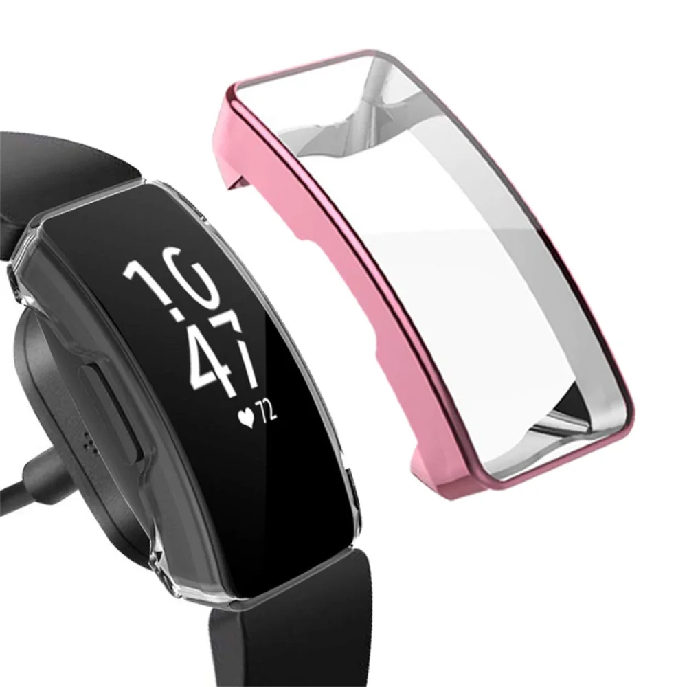 Rose pink Чехол FIFATA из ТПУ Для Fitbit Inspire HR, защита экрана, противоударный чехол для Fitbit Inspire, аксессуары для браслетов - Цвет: Rose pink