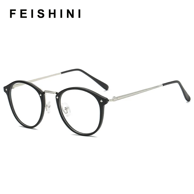 Женские очки для близорукости Feishini черные в овальной оправе с прозрачными