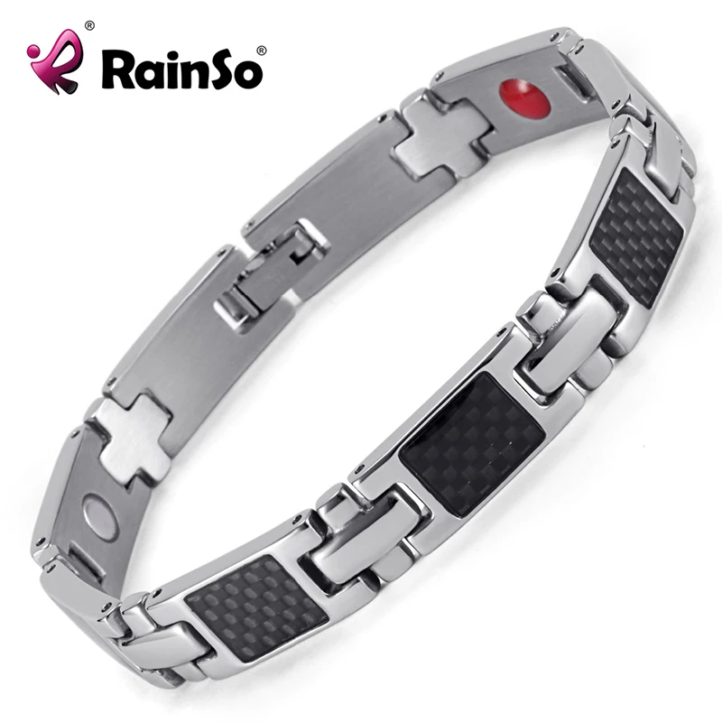 Rainso Для мужчин Jewelry Титан Сталь углерода Волокно энергии германий отрицательные