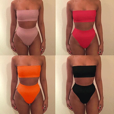 

GLANE Womens Push Up Swimwear Bandage Bra Sexy High Waist Bikini Set Pop Swimsuit Bathing Suit Hot lady Beachwear Swimming Set
