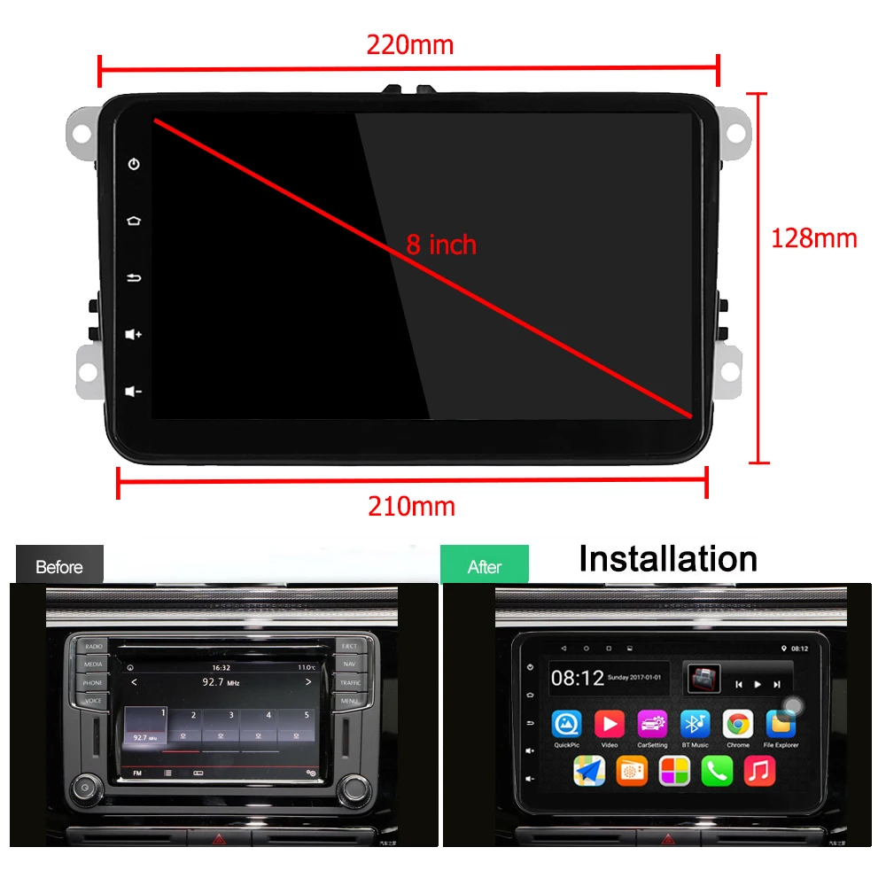 Panlelo 2 Din Автомобильный Радио Мультимедийный видеоплеер для Volkswagen Android 8 1 gps