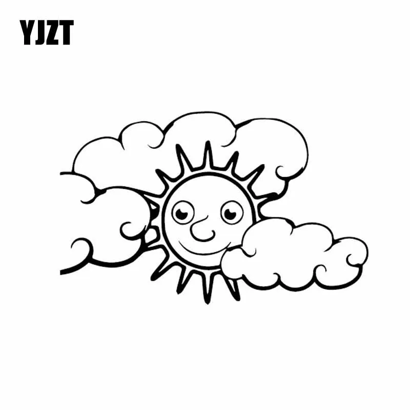 

YJZT 15CM*9.3CM Sun And Cloud Window Vinyl Decal Car Sticker Black/Silver C27-0088