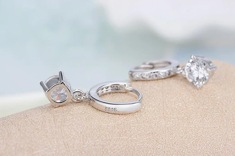 Модные женские серьги-кольца из стерлингового серебра 925 пробы с блестящим