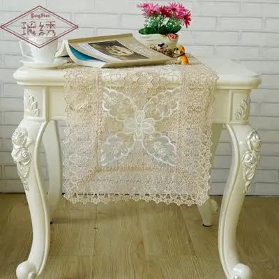 Американский Сельский личности полые вышивальный Стол Крышка Glassyarn скатерть кружева края кофейная скатерть Настольная дорожка Home Decor - Цвет: white flower
