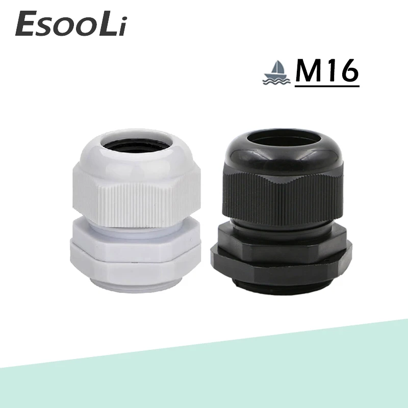 Фото EsooLi 10 шт. M16 IP68 Водонепроницаемый нейлоновый Пластиковый кабель железы разъем для EsooLi 10 шт. M16 IP68 Водонепроницаемый нейлоновый Пластиковый кабель железы разъем для
