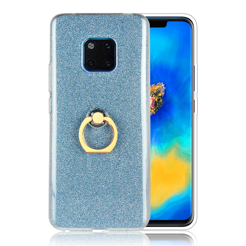 Модный Блестящий Мягкий силиконовый чехол для Huawei mate 20 pro lite с кольцом-подставкой